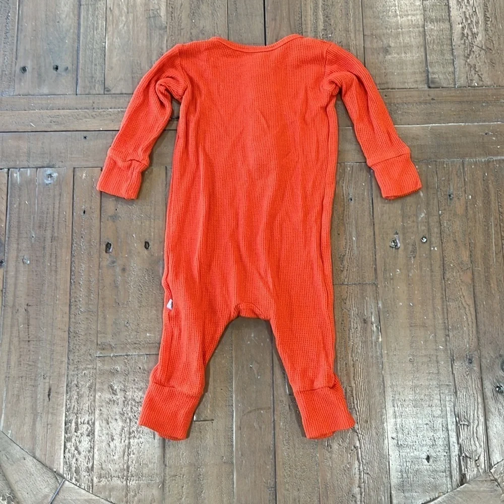 Posh peanut orange waffle bamboo romper